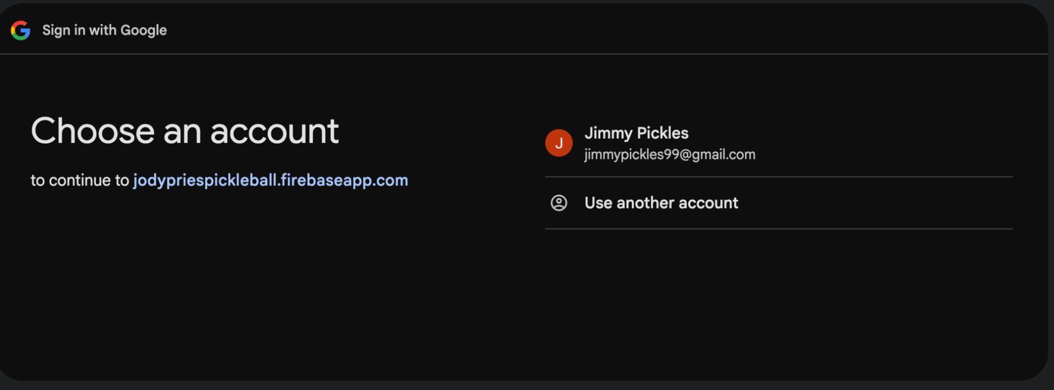 Google's Choose an account screen, listing one or more Google accounts to pick from.